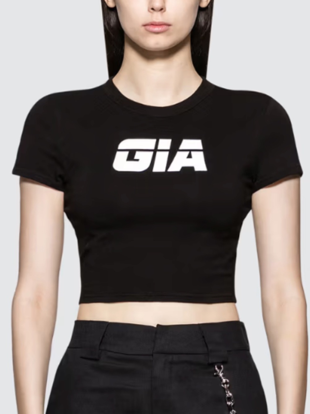 I.AM.GIA Ida Short Sleeve Crop Top in Black